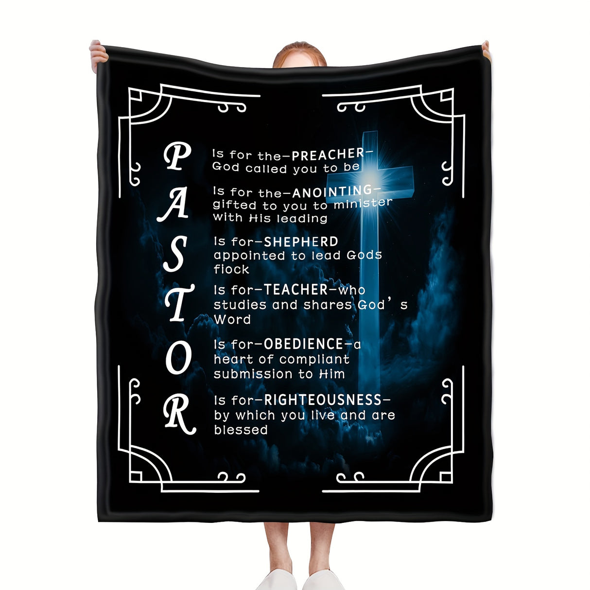 1pc, Pastor Appreciation Gifts For Men, Throw Blanket, Thank You Presents For Christmas, Pastor Appreciation Day, Birthday, Father's Day Cross