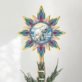 Decoración de madera para la punta del árbol de Navidad con forma de oso polar y cachorro, de G. Debrekht - Decoración navideña con animales salvajes - 89509