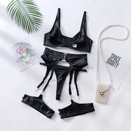 Lingerie Leather Patent Leather Seductive Set - Lootquake
