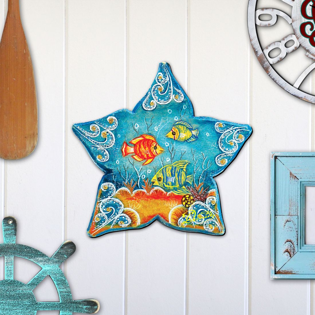Decoración para puerta de casa de playa con estrellas de mar de G. DeBrekht - Decoración costera navideña - 8126151H