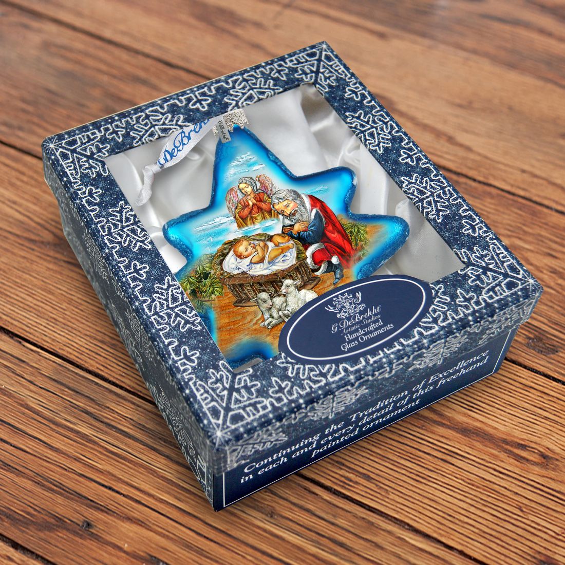 Adorno de cristal con forma de estrella del norte de G. DeBrekht - Decoración navideña - 755-032