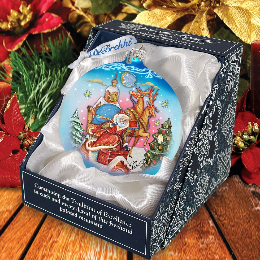 Adorno de vidrio con entrega especial de G. DeBrekht - Decoración navideña de Papá Noel y muñeco de nieve - 73361