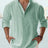 Men's Linen Stand-up Collar Long Sleeve T-shirt Loose Undershirt - Lootquake