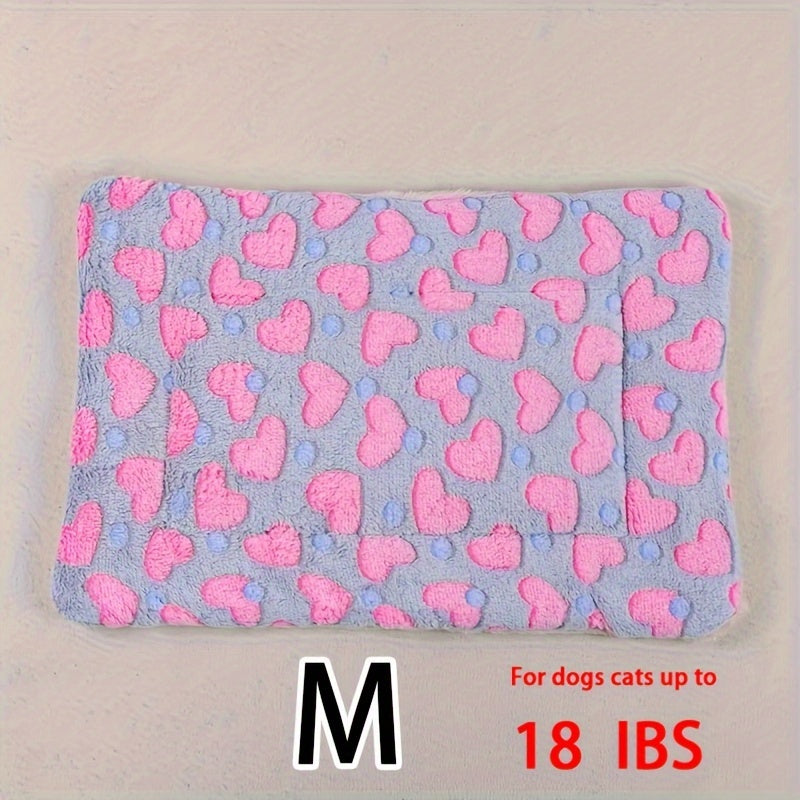 Manta rectangular para mascotas, resistente a la suciedad y para todas las estaciones - Cómoda cama con estampado de pata de perro y corazón (1 unidad)