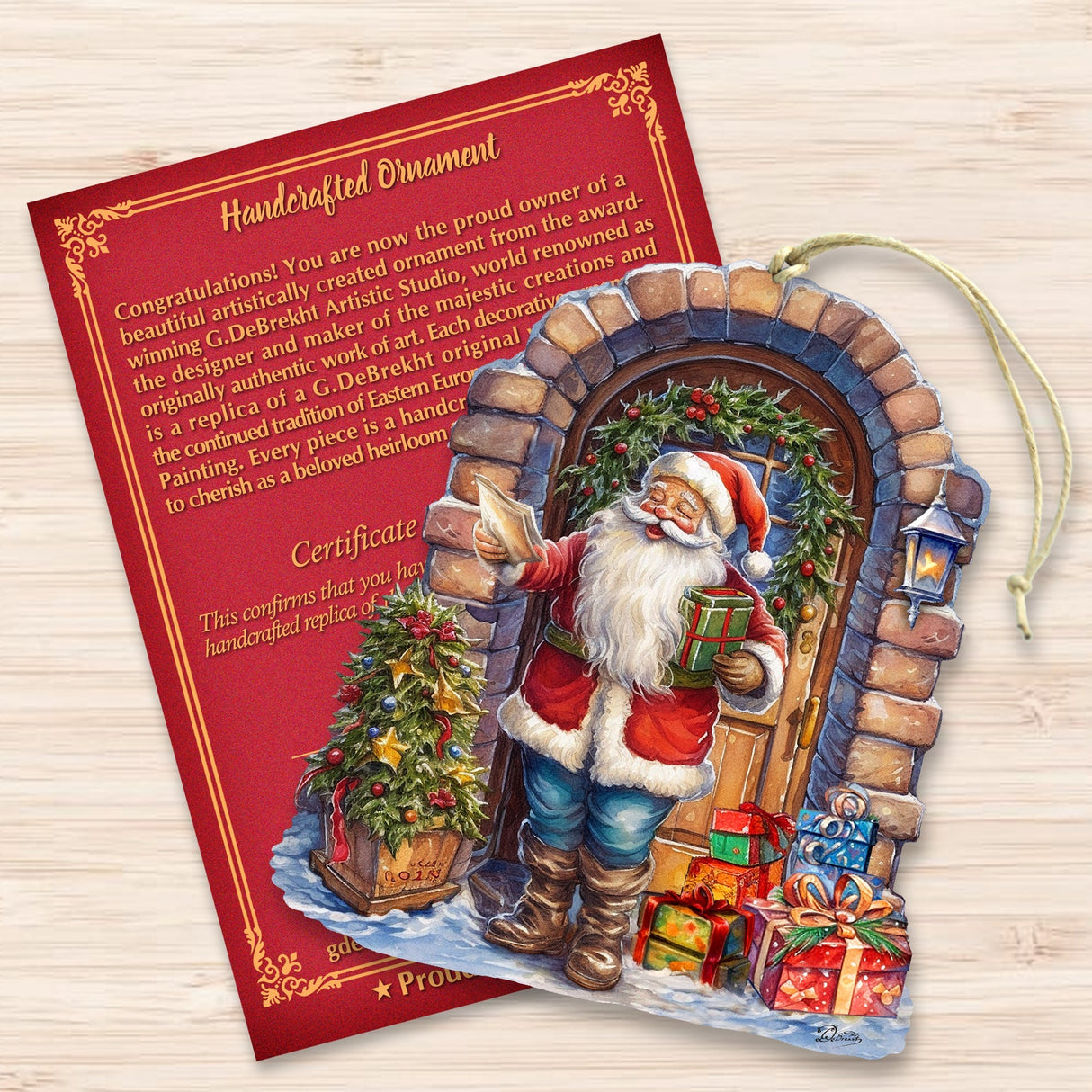 Adornos navideños de madera con la visita sorpresa de Papá Noel, de G. Debrekht - Decoración navideña con muñeco de nieve de Papá Noel - 8611045