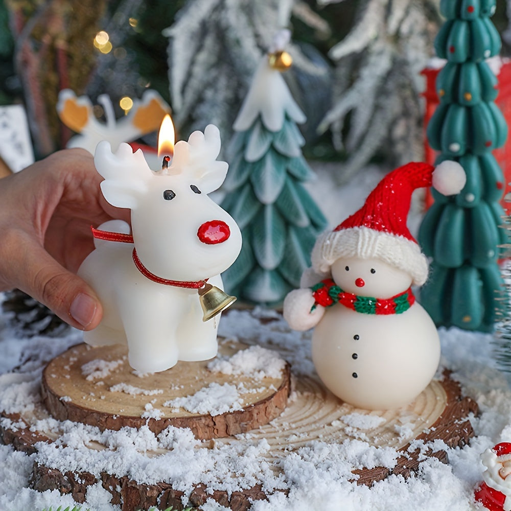 Christmas Reindeer Scented Candle - White Paraffin/Soy Wax, Perfect for Holiday Decor & Gifts