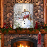 Cowboy Snowman Art Wooden Wall Art by D. Gelsinger - Christmas Santa Snowman Decor - 95604B-1541
