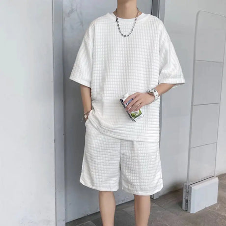 Loose Short Sleeve T-shirt Shorts Trendy Handsome Casual Two-piece Suit - Lootquake