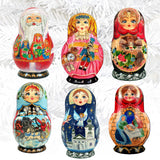 Nested Dolls Decorative Wooden Clip-on Ornaments Set of 6 by G. Debrekht - Christmas Decor - 8090130C-S6