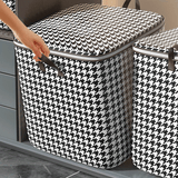 2pcs/5pcs Extra Large Capacity Stylish Houndstooth Storage Boxes - Durable, Space-Saving Closet Organizers with Handles for Easy Clothes, Blanket Storage and Organization at Home and Office
