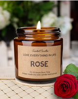 Vela artesanal con aroma a rosa, vertida a mano - Duración de 12 a 18 horas - Perfecta para el hogar, bodas o celebraciones de temporada