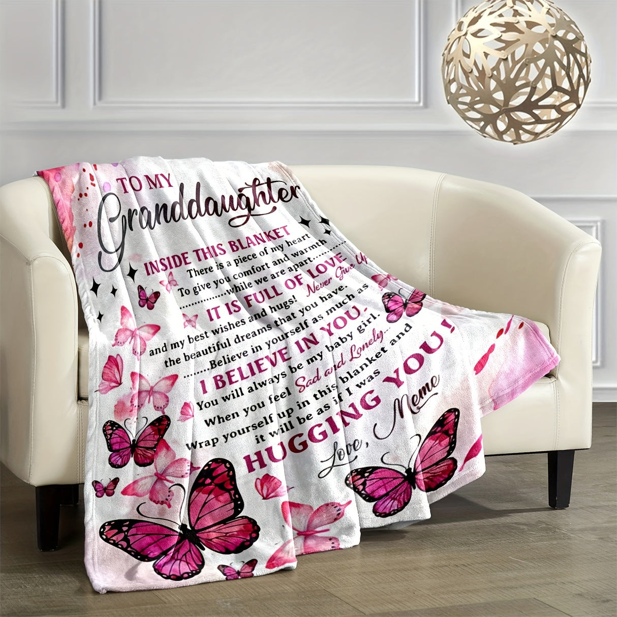 Manta de franela suave y acogedora, con estampado de mariposas: ¡un regalo navideño perfecto para la nieta de parte de la abuela!