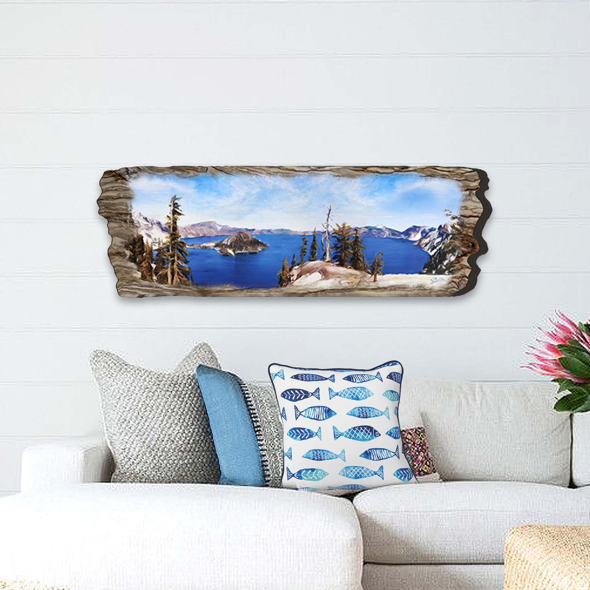 Arte mural de madera con vista al lago de G. DeBrekht Coastal Decor - 8491107W