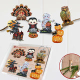 Happy Halloween Decorative Wooden Clip-on Ornaments Set of 6 by Jamie Mills-Price and G. Debrekht - Halloween Decor - 8090135C-S6
