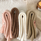 5 pares de calcetines de rizo liso, sencillos y cálidos, de tubo medio, medias y calcetería para mujer