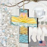 Coastal Cross Wooden Ornaments by G. DeBrekht - Coastal Holiday Decor - 8198313