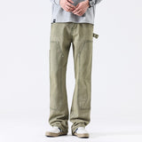 American High Street Vibe Wind Washed Distressed Army Green Jeans - Lootquake