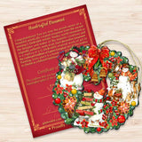 Snowy Christmas Wreath Wooden Ornaments by G. Debrekht and Susan Winget - Santa and Snowman Decor - Item 8185307-4-SW