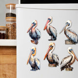 Pelicans Decorative Wooden Magnets Set of 6 by G. Debrekht - Coastal Decor - 8090014G-S6