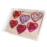 Hearts of Love Decorative Wooden Magnets Set of 6 - Family Love Decor - 8090128G-S6