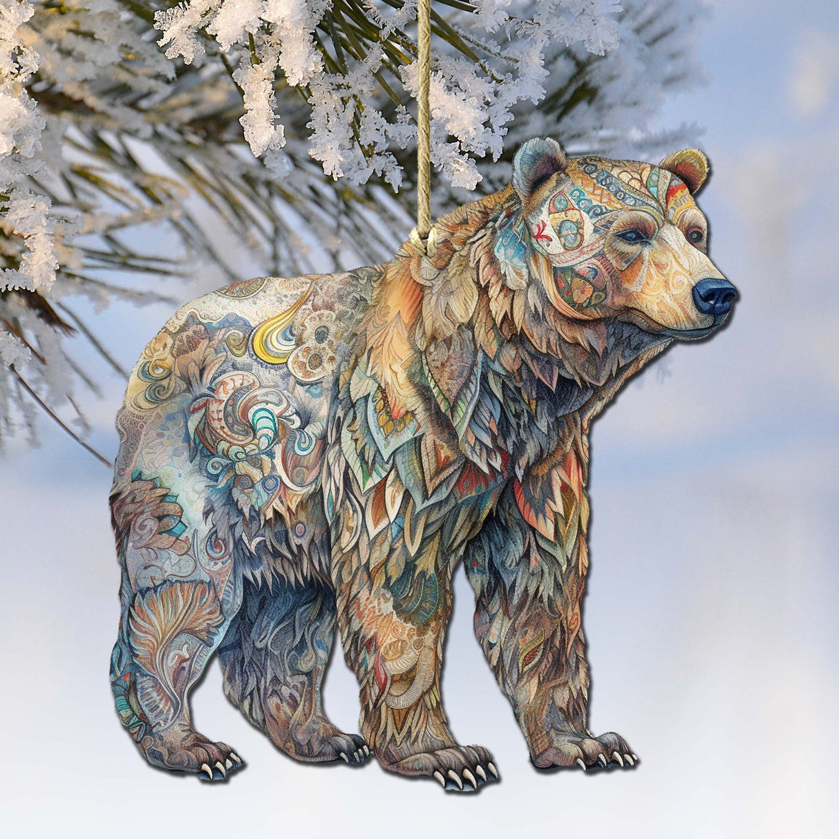Adornos de madera de oso majestuoso de Alaska de G.Debrekht - Decoración navideña con temática de vida silvestre - 8710106-1