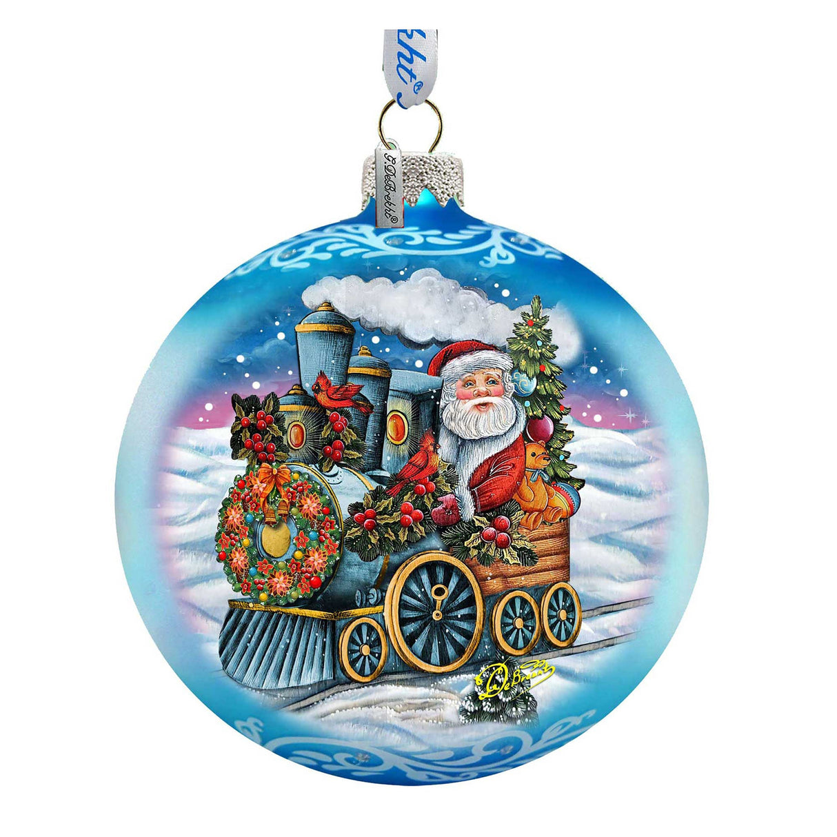 Adorno de vidrio Santa Express, edición limitada, de G. DeBrekht - Decoración navideña de muñeco de nieve de Santa Claus - 73901