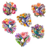 Juego de 6 adornos decorativos de madera con forma de colibríes, de G. Debrekht - Decoración de Pascua y primavera - 8090140C-S6