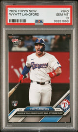 Tarjeta de béisbol Wyatt Langford #640 Rookie RC de Topps Now, calificada en 2024, PSA 10 Gem Mint