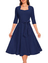 Plus Size Cocktail Dress Modest Dress for Church Work Dresses for Women Elegant Classy Wedding Guest Dresses for Women Homecoming Dresses Navy 3XL - Lootquake