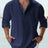 Men's Linen Stand-up Collar Long Sleeve T-shirt Loose Undershirt - Lootquake