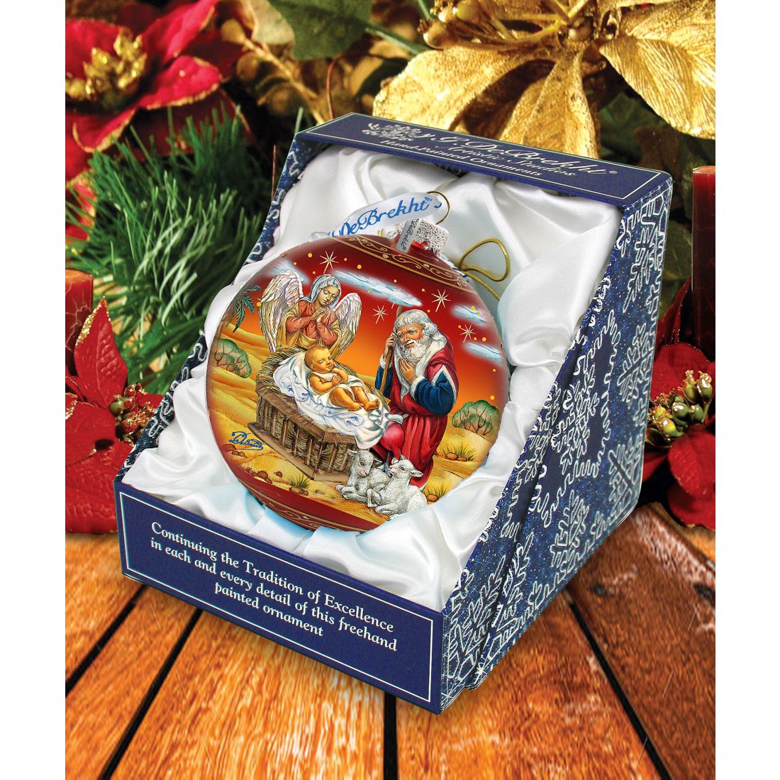 Adoration Ball in Red Glass Ornament - Limited Edition by G. Debrekht Nativity Holiday Decor - 73864R