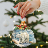 Arctic Glacier Polar Bear Wooden Ornaments by G.Debrekht - Wildlife Holiday Decor - 870021