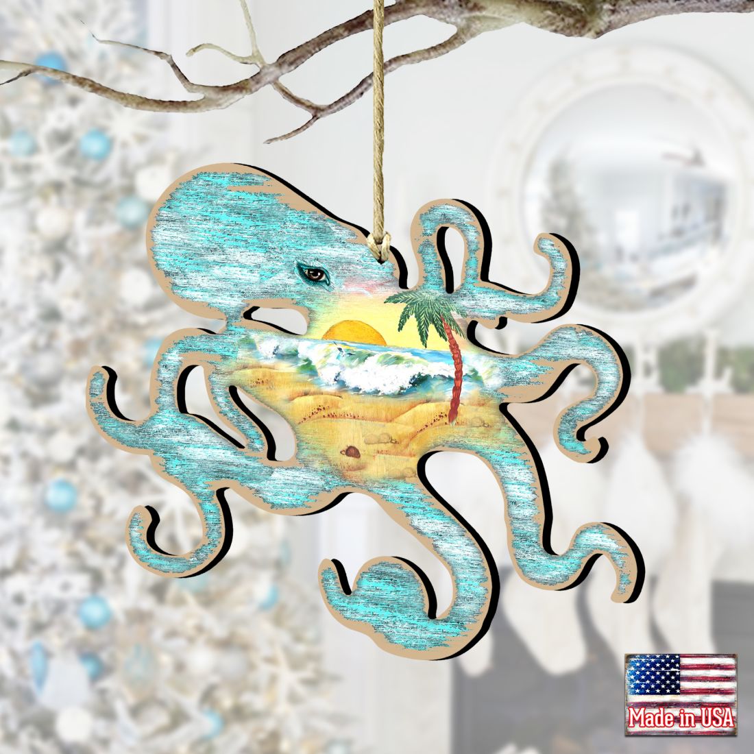 Octopus Wooden Ornaments by G. DeBrekht - Coastal Holiday Decor - 8198512-2