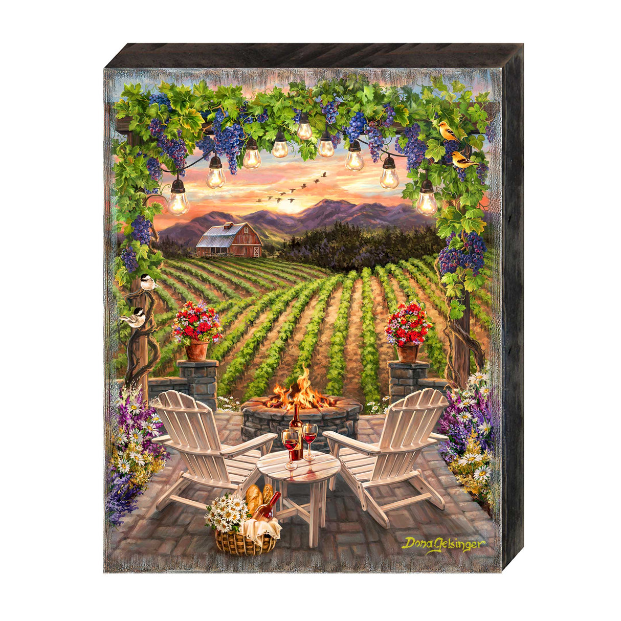 Arte mural "Vino al atardecer" de D. Gelsinger - Family Love Decor - 95684B-DG