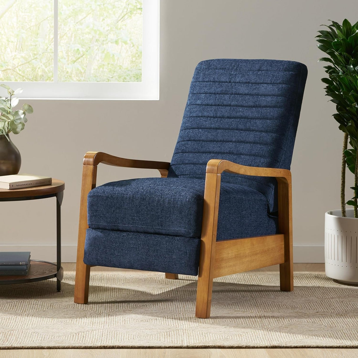 Recliner Chair, Club Recliner, Reclining Sofa, Upholsterd Armchair, Recliner Chair with Adjustable Stitching Backrest, Reading Chair for Living Room, Home Rest, Navy Blue
