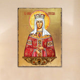 Icono sagrado ortodoxo religioso de madera de Santa Elena bañado en oro - Decoración inspiradora - 85061
