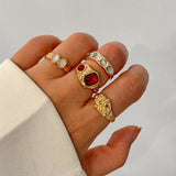 Geometric Diamond Gemstone Ring Suit Women - Lootquake