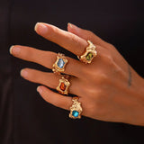 Geometric Diamond Gemstone Ring Suit Women - Lootquake
