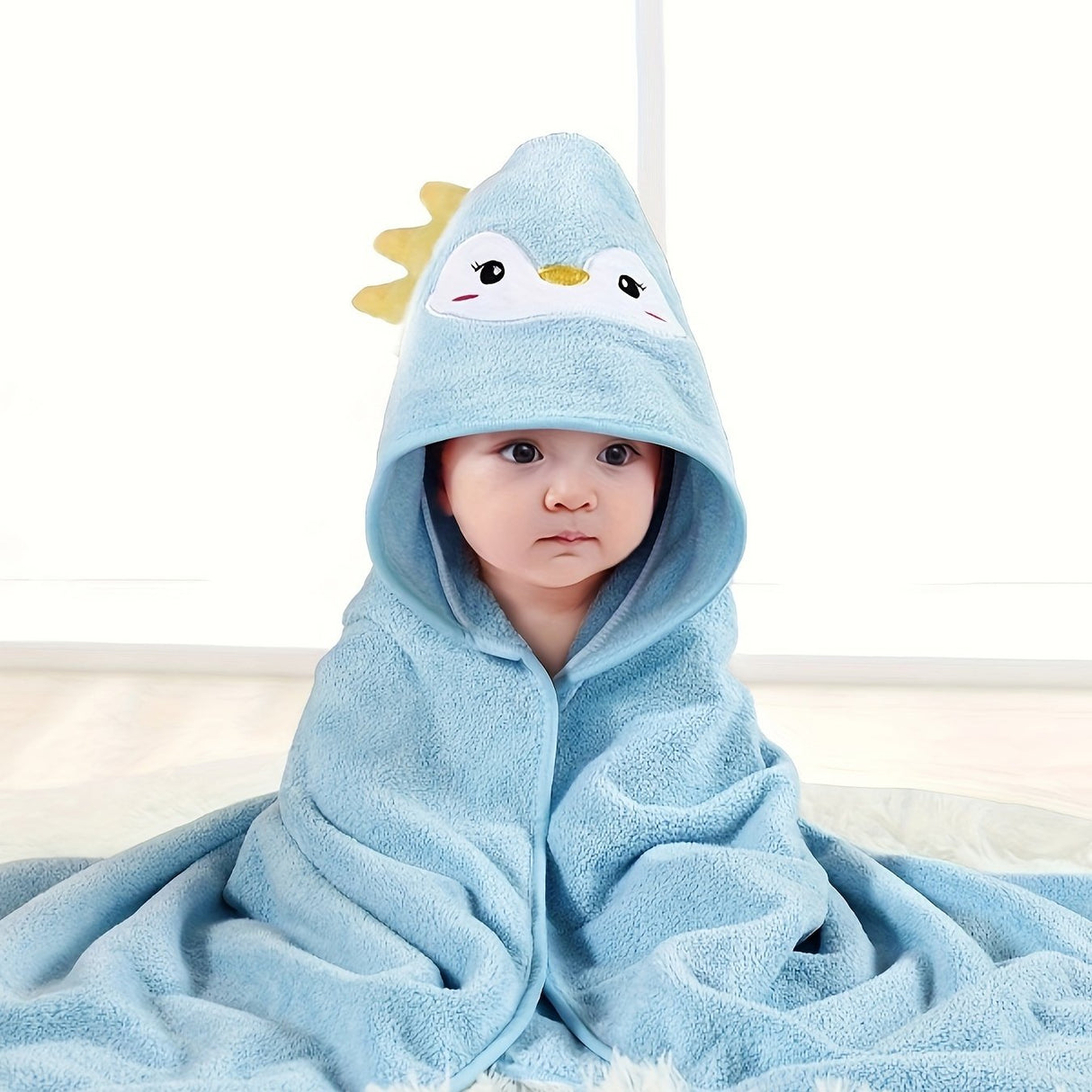 Albornoz con capucha para bebé niño, manta de baño, cochecito de bebé, bonita prenda exterior usable para múltiples usos.