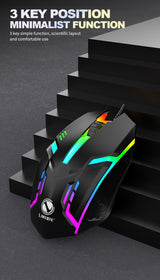 Ratón USB universal con cable y luz: sensor óptico de alta precisión, diseño ergonómico, luces LED luminosas, listo para usar, compatible con computadoras de escritorio, portátiles y juegos de eSports. Ratón para juegos competitivos, económico y duradero.