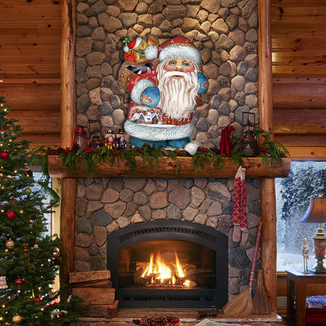 Caring Gift Bag Santa Christmas Door Decor by G. DeBrekht - Christmas Santa Snowman Decor - 8117863H