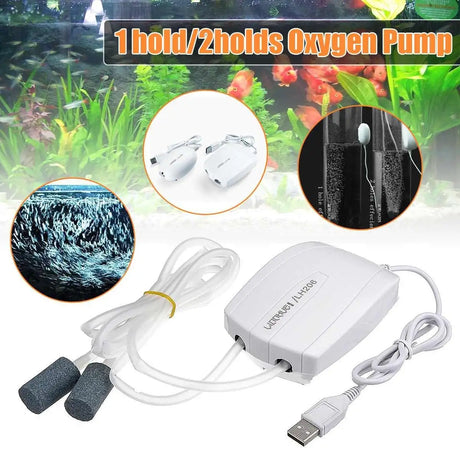 Aquarium AirPump Mini Compressor Single And Double Outlet Aquarium Aquarium Fish Tank OxygenPump - Lootquake