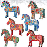 Danish Horses Decorative Wooden Clip-on Ornaments Set of 6 by G. Debrekht - Love Family Decor - 8090075C-S6