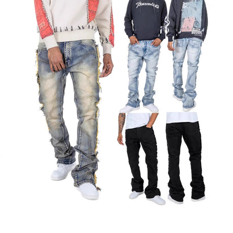 Men's Trousers Slightly Stretch Embroidered Jeans - Lootquake