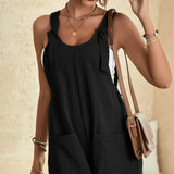 Women's New Front Pocket Repair One-piece Jumpsuit Solid Color Pocket Jumpsuit - Lootquake