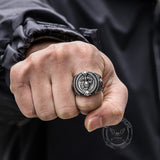 Eagle Globe Anchor Stainless Steel Marine Ring