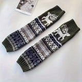 1 par de calcetines navideños de otoño e invierno con copos de nieve y cervatillo, rodilleras de punto, calentadores de piernas y cubrepiés, regalos para mujeres.