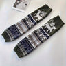 1 par de calcetines navideños de otoño e invierno con copos de nieve y cervatillo, rodilleras de punto, calentadores de piernas y cubrepiés, regalos para mujeres.
