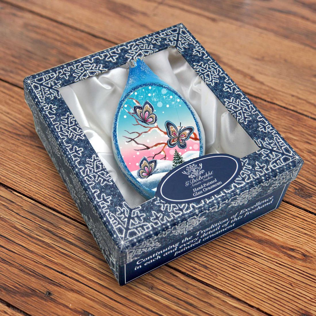 Butterfly Drop Glass Ornament by G. DeBrekht - Wildlife Holiday Decor - 74172