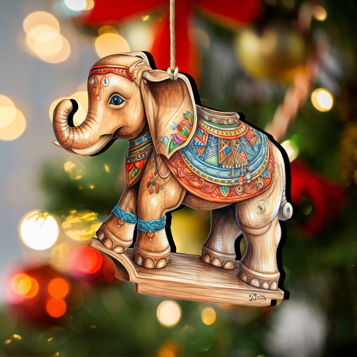 Carousel Elephant Wooden Ornaments by G. Debrekht - Christmas Decor - 8100192-1
